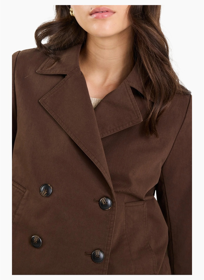 Stories Be Told Pathway Chocolate Cropped Trench