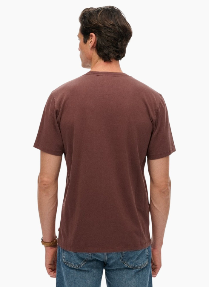 Superdry Micro Logo T Shirt Deep Mahogony Brown