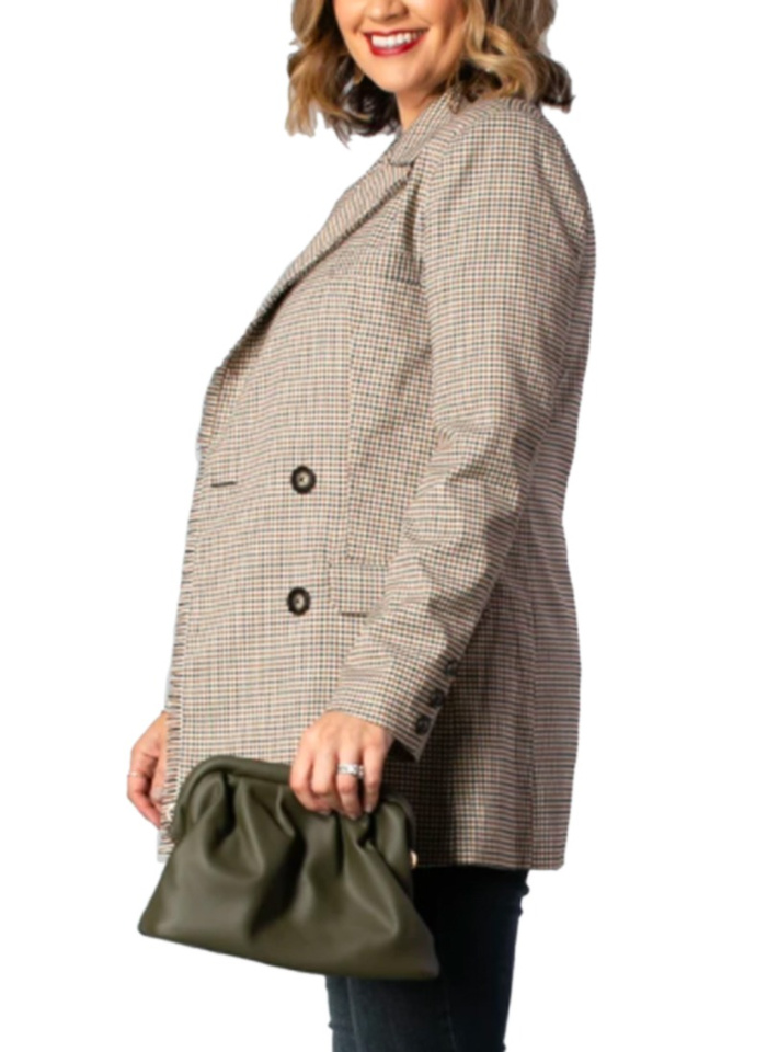 Drama The Label Adriana Blazer - Tan Check