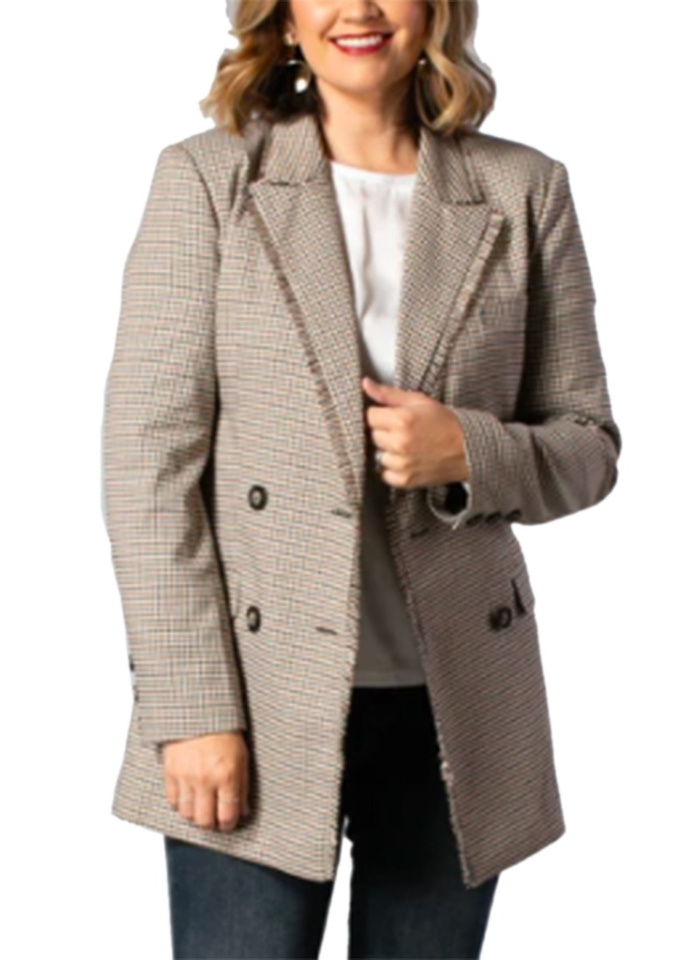 Drama The Label Adriana Blazer - Tan Check