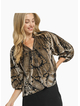 Michelle Velvet Print Top - Black
