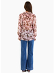 Among The Brave Odyssey Blush Chocolate Floral Shirred Neck LS Top