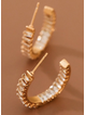 Plated Stainless Steel Rhinestone Hoop Earrings