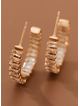 Plated Stainless Steel Rhinestone Hoop Earrings