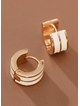 White Enamel Stainless Steel Hoop Earrings