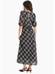 Among The Brave Amora Black Check Chiffon SS Bias Midi Dress