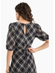 Among The Brave Amora Black Check Chiffon SS Bias Midi Dress