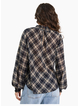Among The Brave Embrace Black Check Chiffon Shirred Neck LS Top / Black Check Chiffon