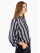 Among The Brave Embrace Grey Stripe Shirred Neck LS Top
