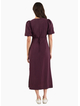 Stories Be Told Elder Plum Short Puff Sleeve Tie Midi Dress