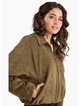 Stories Be Told Troupe Khaki Faux Suede Zip Through Bubble Hem Jacket