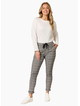 Threadz Chic Checked Pants-Natural