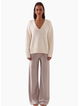 SOVERE Lane Plunge Sweater - Cream