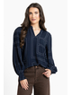 Leila + Luca Movement Blouse - Navy Geo
