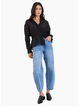 Stories Be Told Composite Black Sheer Shirred Shirt