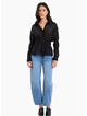 Stories Be Told Composite Black Sheer Shirred Shirt