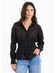 Stories Be Told Composite Black Sheer Shirred Shirt