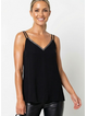 Halo & Hazard Brooke Rhinestone Double Strap Cami - Black