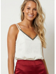 Halo & Hazard Brooke Rhinestone Double Strap Cami - Cream