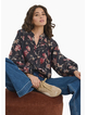 Ivy + Jack Instrumental Black Wildflowers Lace Insert Pintuck Long Sleeve Shirt