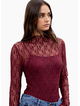 Among The Brave Giving Lace Long Sleeve Top - Burgundy