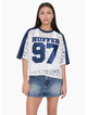 HUFFER LACE CROPPED QB JERSEY NAVY WHITE
