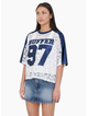 HUFFER LACE CROPPED QB JERSEY NAVY WHITE