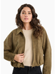 Stories Be Told Troupe Khaki Faux Bubble Hem Bomber