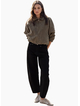 Stories Be Told Troupe Khaki Faux Suede Zip Through Bubble Hem Bomber Jacket